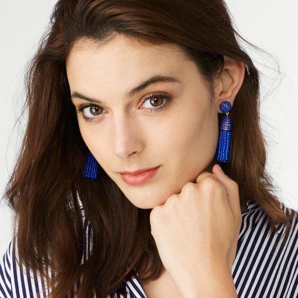 BaubleBar Mini Piñata Tassel Earrings Cobalt Blue - Picture 4 of 6